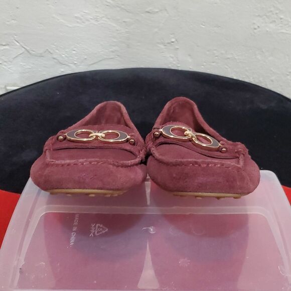 Coach Fortunata Suede Loafers in Burgundy Size 7.5 - Picture 4 of 12